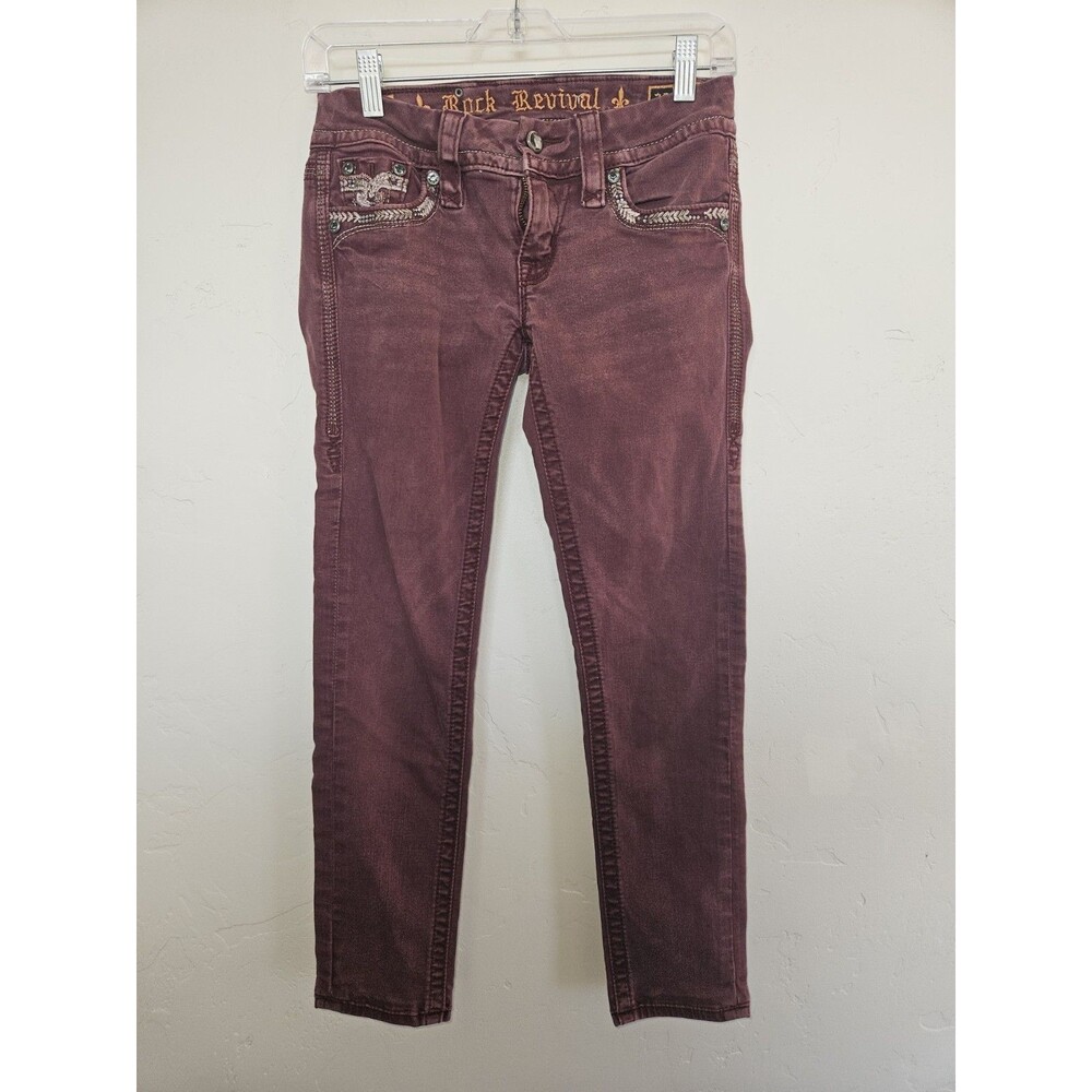 Rock Revival Skinny Jeans, Maroon, Celinda, Size 25